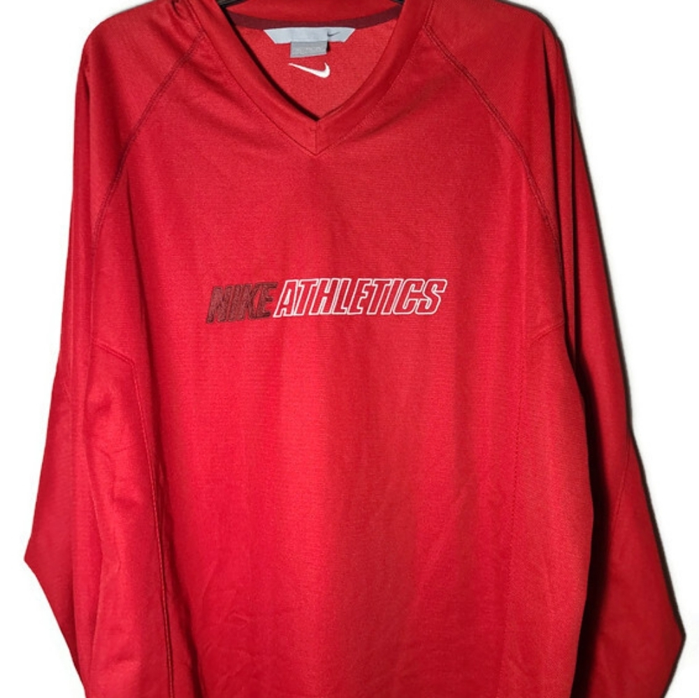 Vintage Nike Athletics Mens Long Sleeve  100% Polyester Red Black White Size 2XL